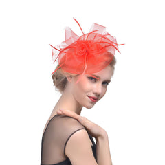 Bride's Feather Hair Ornament Wedding Flower Cocktail Hair Clip