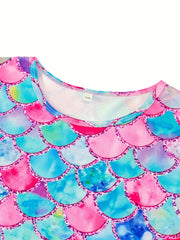 Sweet Girls Fish Scale Long Sleeve Dress for Party