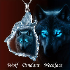 Ghost Wolf Necklace Crystal Pendant Punk Hip Hop Animal Gift