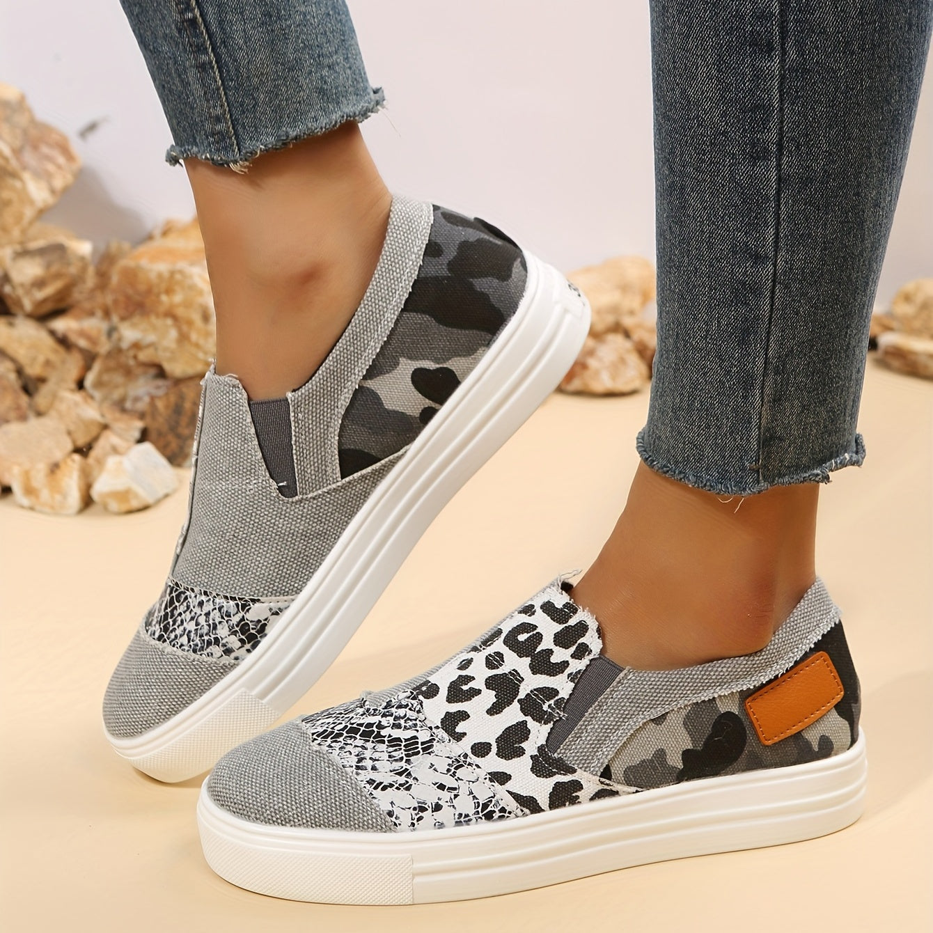 Colorblock Canvas Lace Up Flat Sneakers for Women