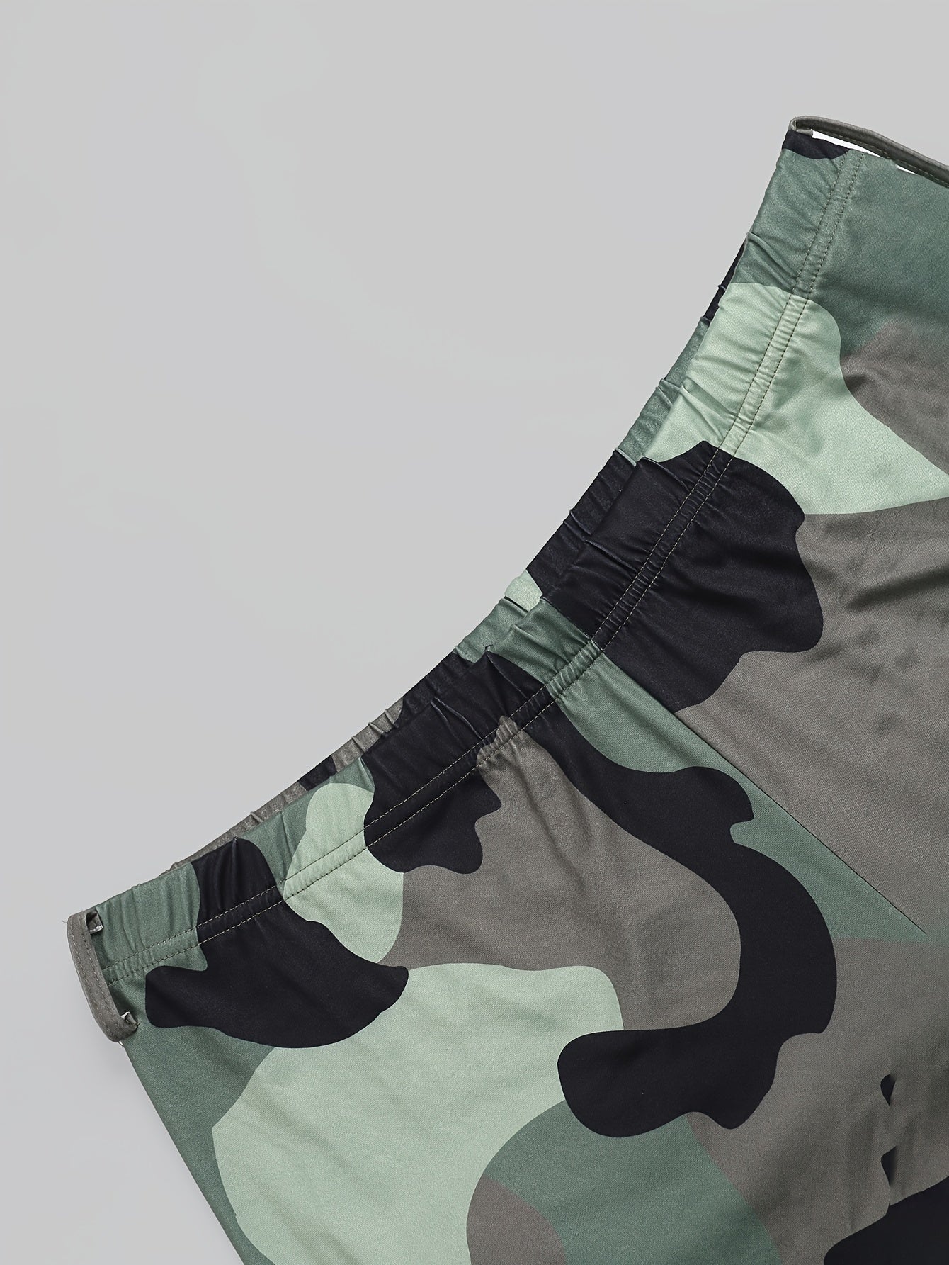 Colorblock Camo Print Top & Pants Set