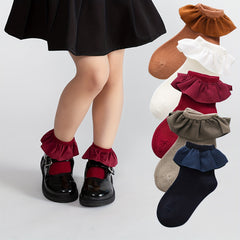 Girls Kids Lace Ruffled Boneless Princess Socks
