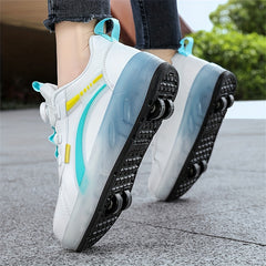 Kids Wheel Skate Sneakers with Rotating Buckle