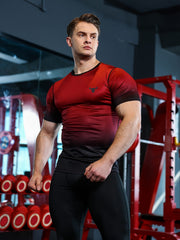 Men's Gradient Quick-dry Sports Compression Tee for Fitness Activities