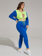 Colorblock Cut Out Crop Top & Leggings Set