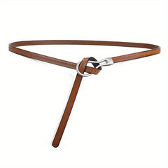 Vintage Oval Buckle Leather Belt Thin Dress Girdle