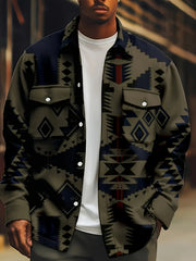Men's Lightweight Ethnic Flap Pocket Shirt Coat