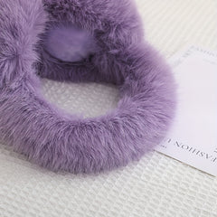 Women's Acrylic Faux Fur Earmuffs, Hand Washable, Warm Ear Protectors, Foldable