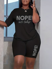 Rhinestone Letter Tee & Shorts 2 Piece Set