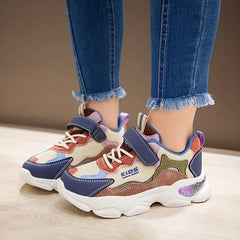 Girl's Hook and Loop Running Shoes Anti-skid Breathable Sneakers