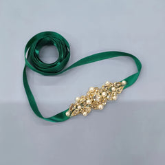 Rhinestone & Faux Pearl Waist Belt For Dresses Weddings Parties