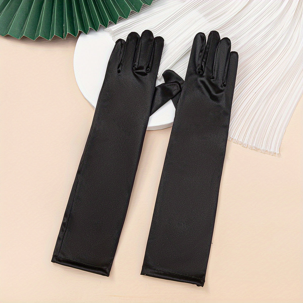 Satin Gloves for Women - Mid Length Elastic Party Prom Gloves