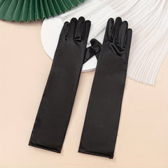 Satin Gloves for Women - Mid Length Elastic Party Prom Gloves