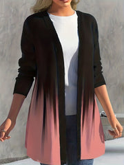 Colorblock Ombre Print Open Front Cardigan