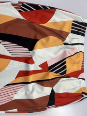 Colorblock Geometric Print Midi Skirt