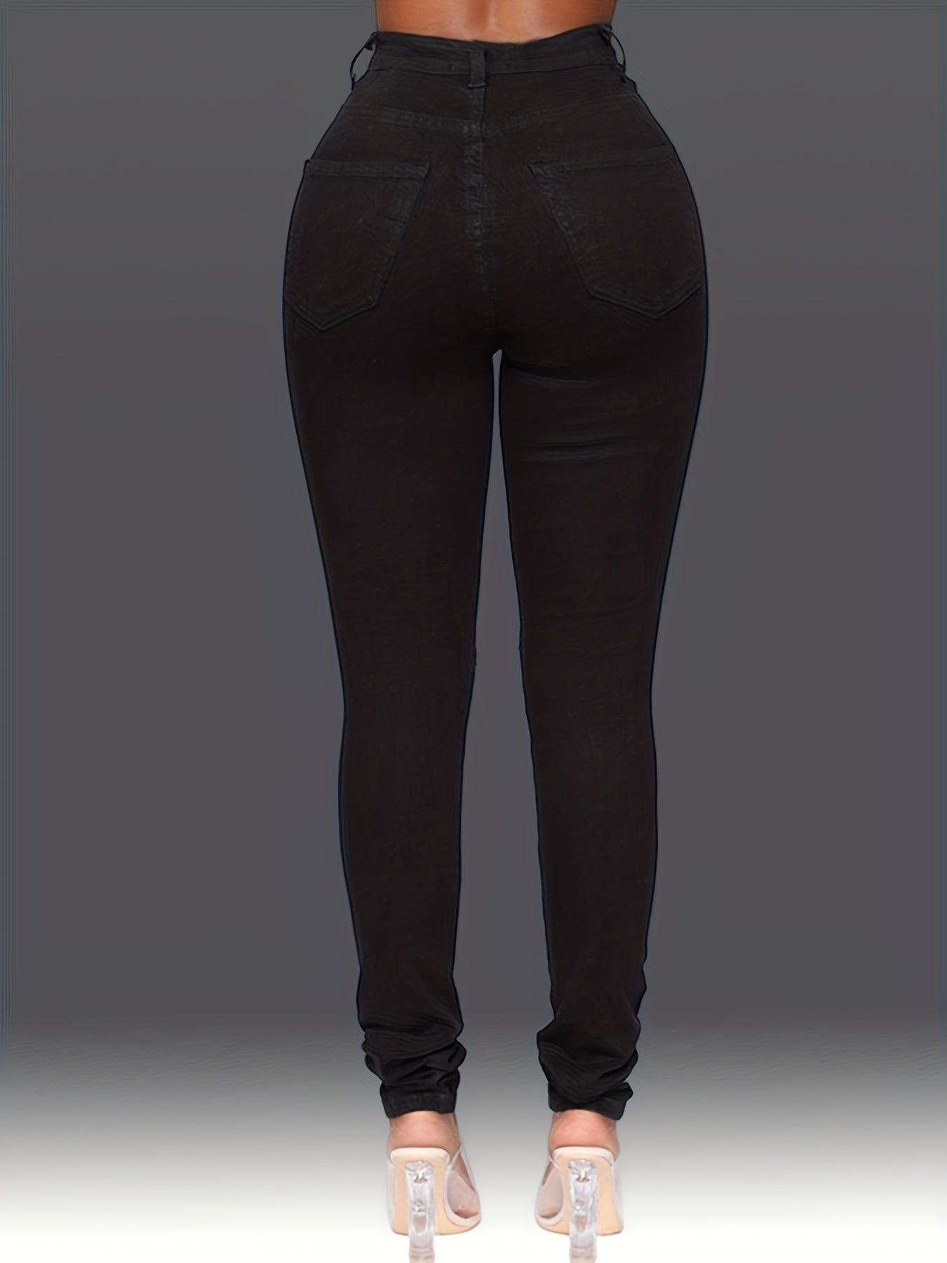 Distressed High Waist Skinny Jeans High Stretch Denim Pants