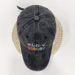 Summer Print Baseball Cap Washed Distressed Cotton Dad Hat