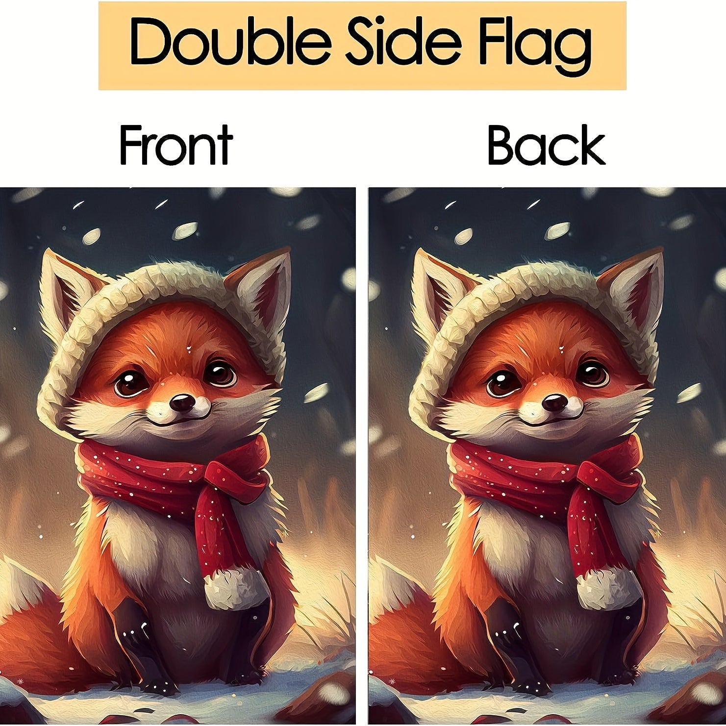 Winter Christmas Fox Garden Flag Double Sided Decor