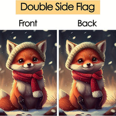 Winter Christmas Fox Garden Flag Double Sided Decor