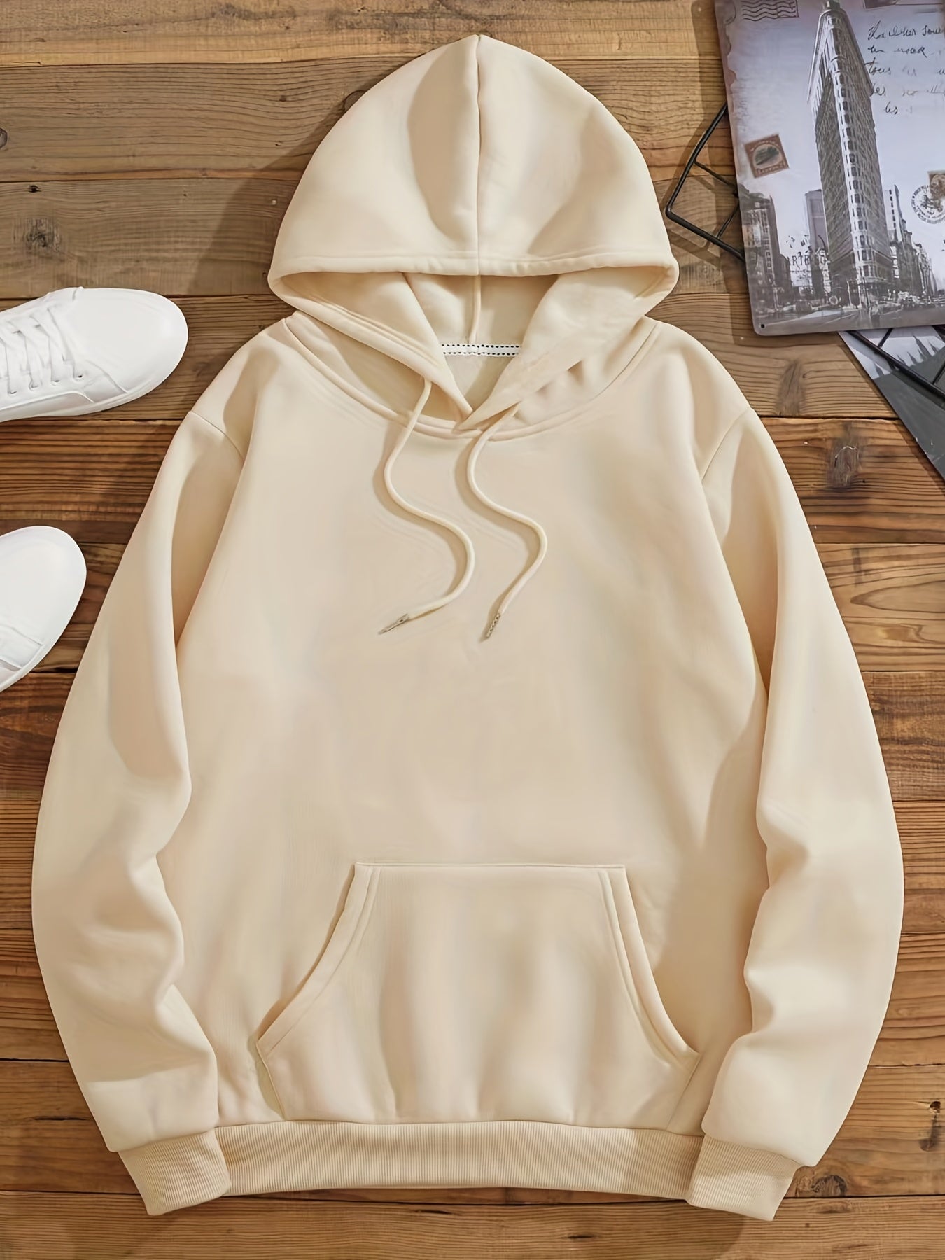 Kangaroo Pocket Hoodie Long Sleeve Drawstring Hoodies Women's Clothing