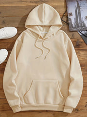 Kangaroo Pocket Hoodie Long Sleeve Drawstring Hoodies Women's Clothing