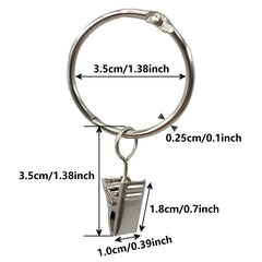 40Pcs Metal Curtain Rings with Clips 3.51 cm Interior