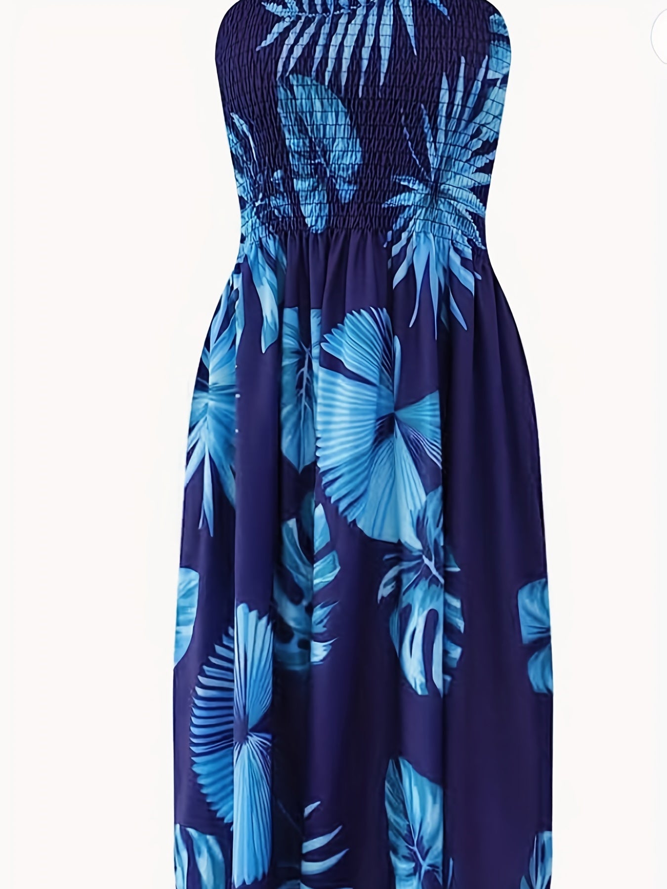 Tropical Print Tube Dress Off Shoulder Midi Dress Women's Clothing