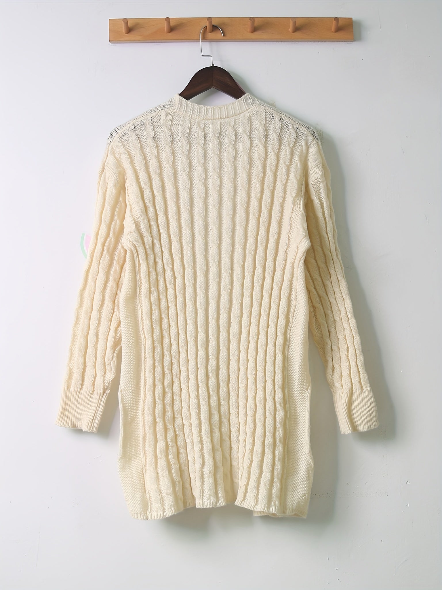 Ribbed Knit Cardigan V Neck Long Sleeve Sweater Women's Clothing