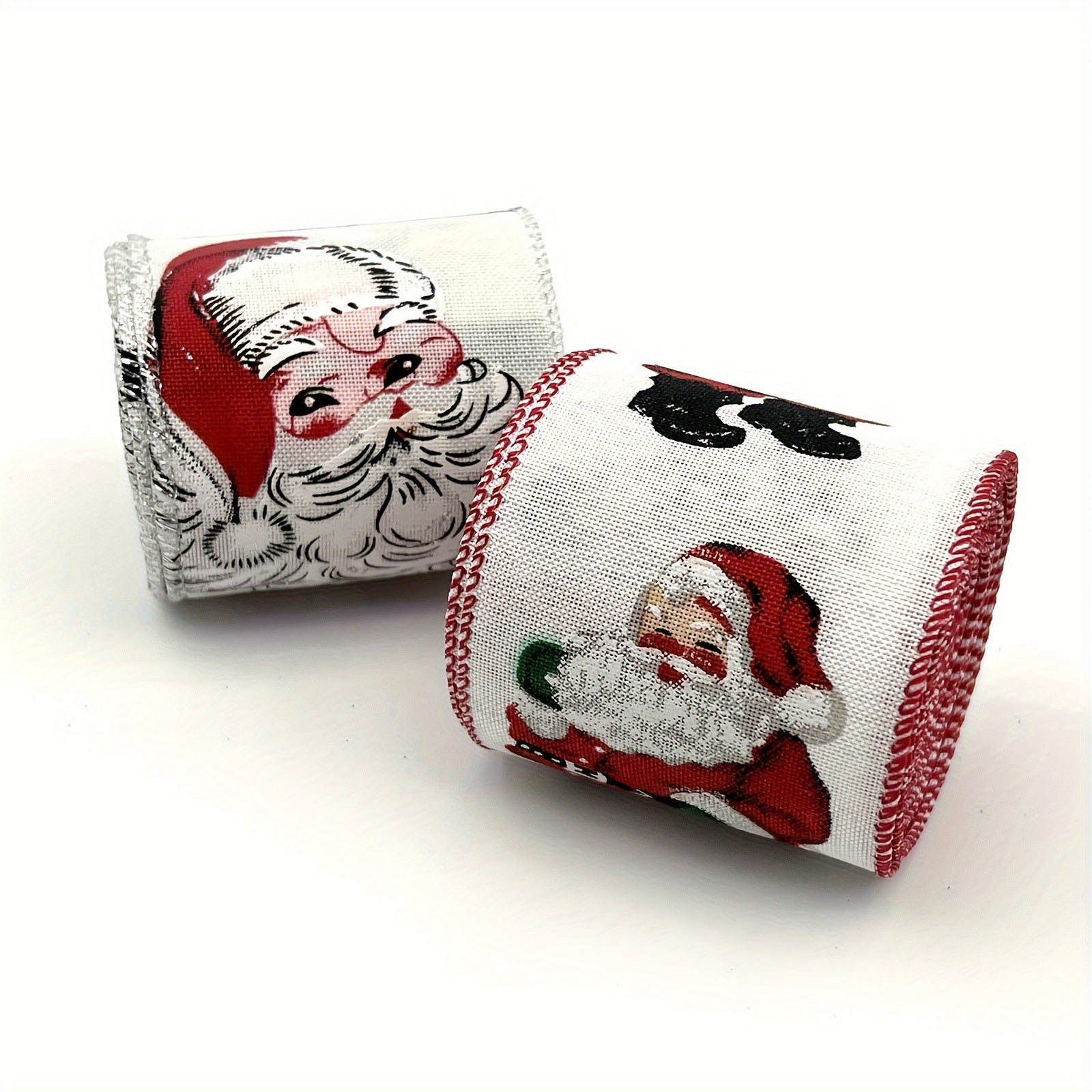 4 57 Meter Santa Christmas Ribbon For DIY Crafting Santa On Wired Edge
