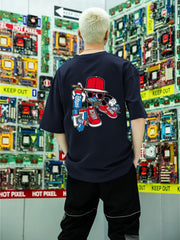 Men's Cartoon Graffiti Print T shirt Active Tee