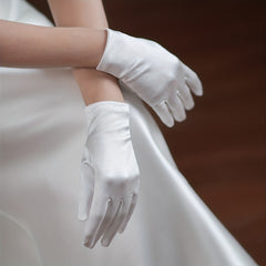 Vintage Satin Short Gloves Bridal Wedding Prom Accessories