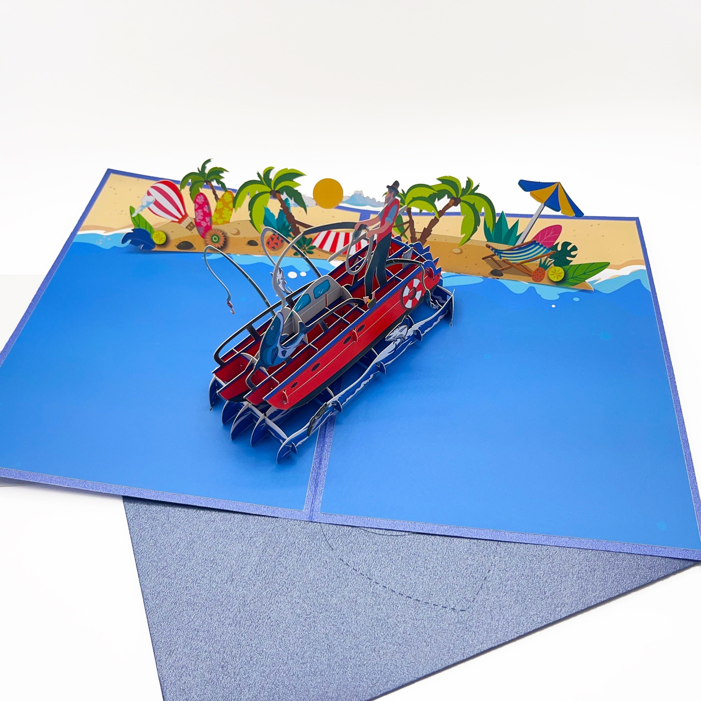 3D Pop Up Card Fishing Greeting Card Thank You Father's Valentines Birthday