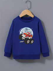 Kid's Cartoon Truck Sweatshirt Long Sleeve Top