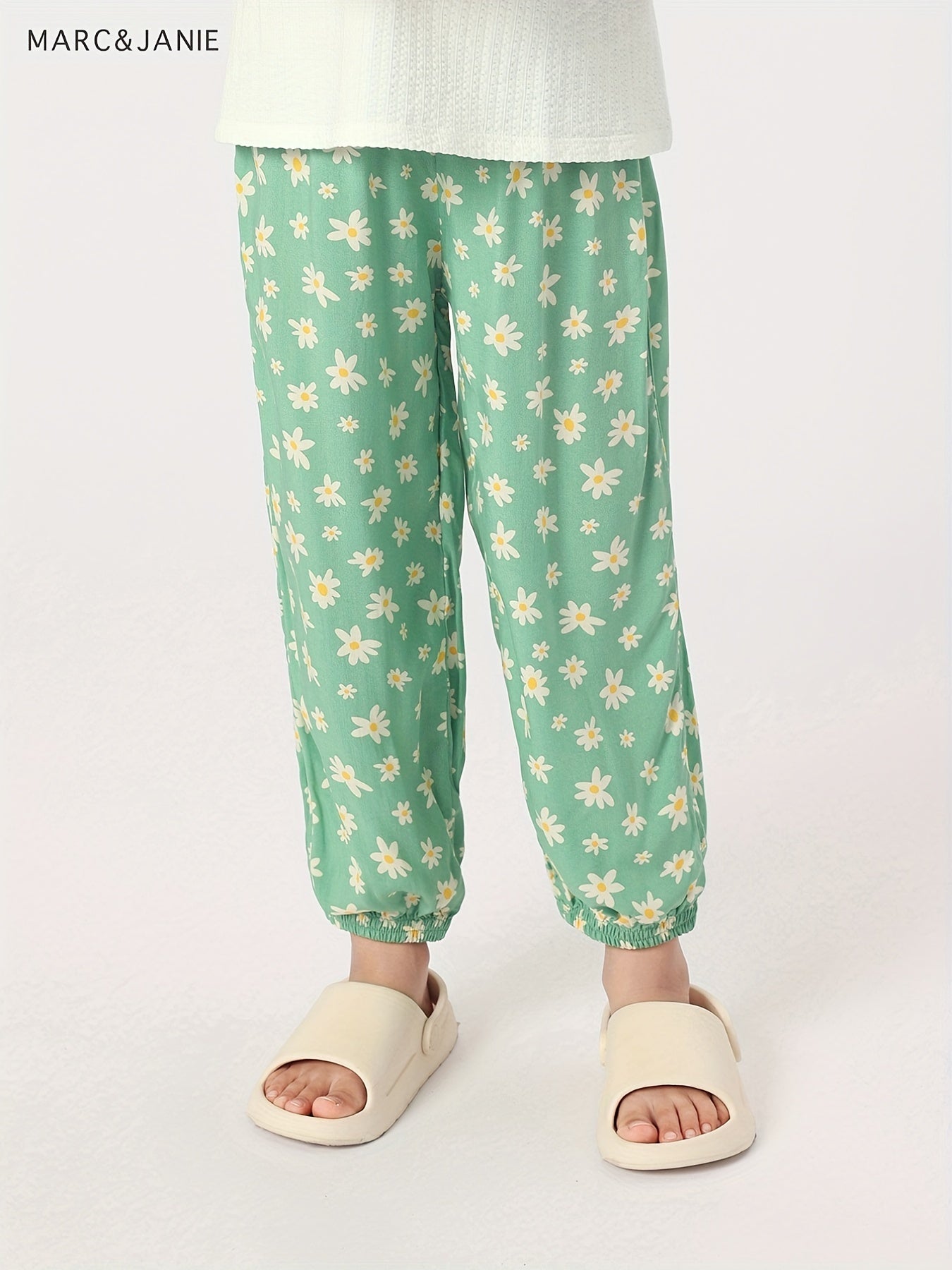 Girls Bee Graphic Print Baggy Elastic Cuff Pants Kids Summer Breathable Pants