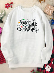 Christmas Lounge Top Women's Plus String Lights & Letter Print