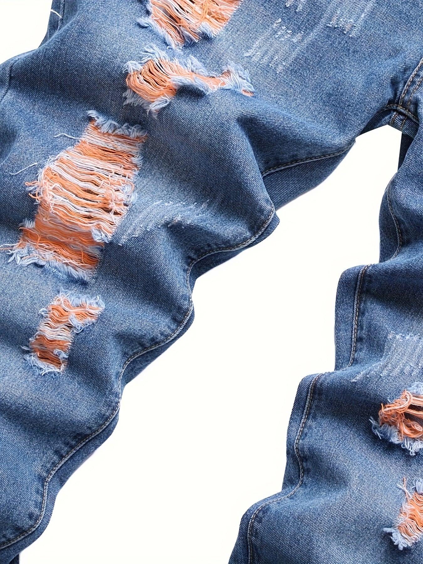 Slim Fit Ripped Jeans Men Distressed Denim Pants