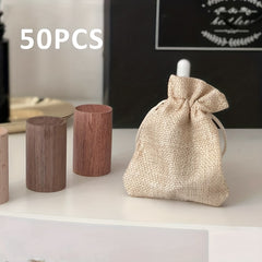 50pcs Small Burlap Jute Hessian Wedding Favor Jewellery Bags Drawstring Pouches