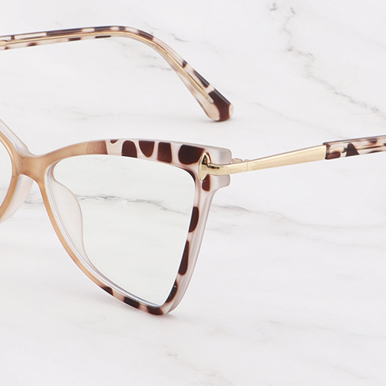 Street Cat Eye Khaki Anti Light PC Flat Glasses