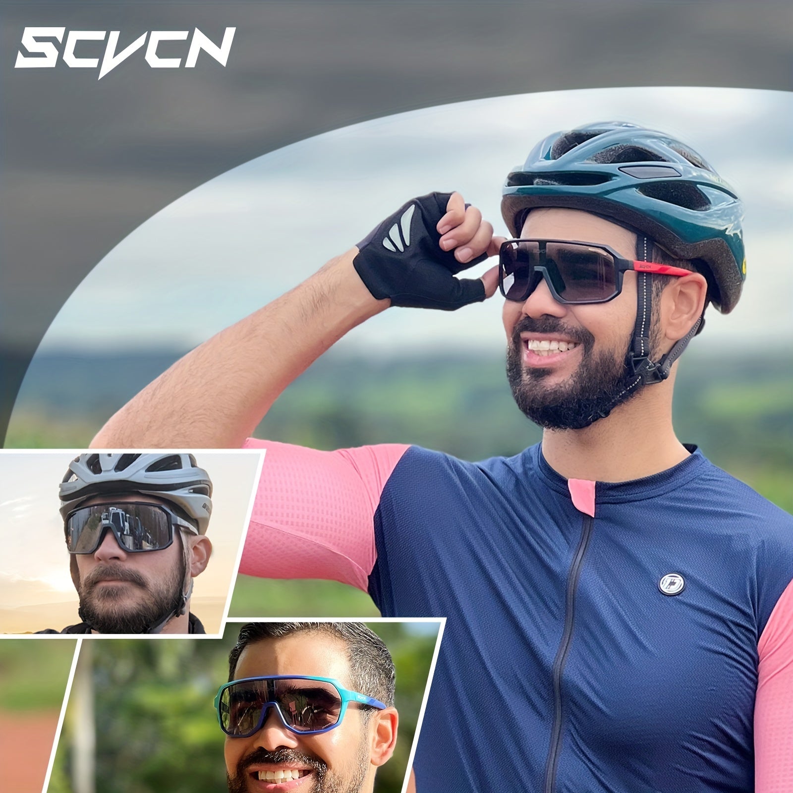 SCVCN Photochromic Cycling Glasses Men Women Windproof