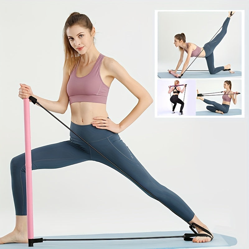 Purple Pilates Tension Band Sticks Fitness Exercise Body Shaping Yoga