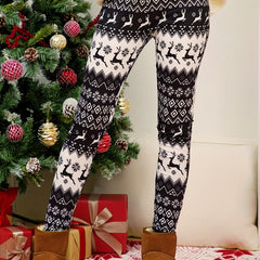 Plus Size Christmas Leggings Women's Plus Reindeer & Argyle Print Leggings