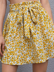 Floral Print Tie Waist Skirt for Spring & Summer