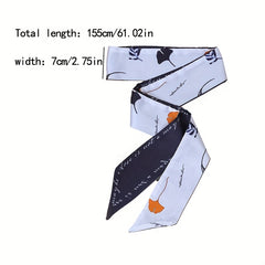 Ginkgo Leaf Balloon Print Neckerchief Casual Skinny Scarf