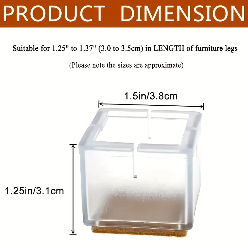 8pcs Silicone Furniture Leg Feet Tips Caps Chair Floor Protectors Square