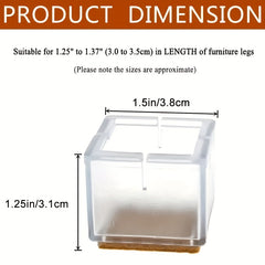 8pcs Silicone Furniture Leg Feet Tips Caps Chair Floor Protectors Square