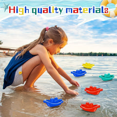 Colorful Stacking Boat Bath Toy for Kids Water Play Learning Durable Material