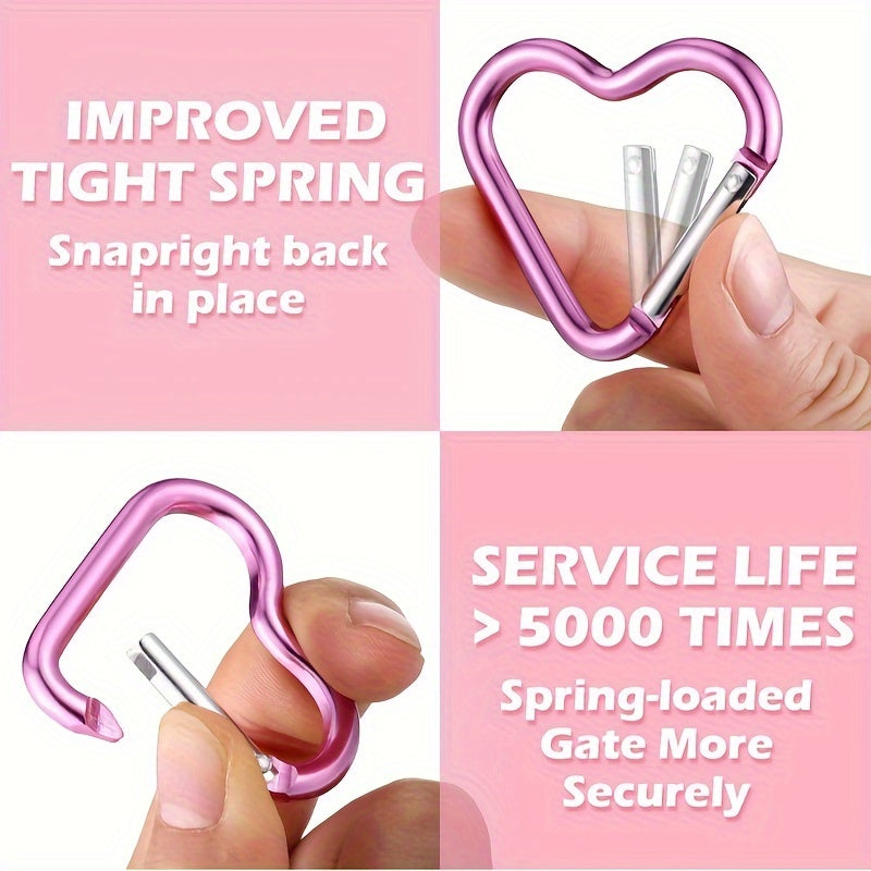 5pcs Heart-shaped Carabiners for Outdoor Climbing and Daily Wear