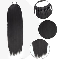 Long Straight Ponytail Extensions Synthetic Hair Extensions For Daily Use