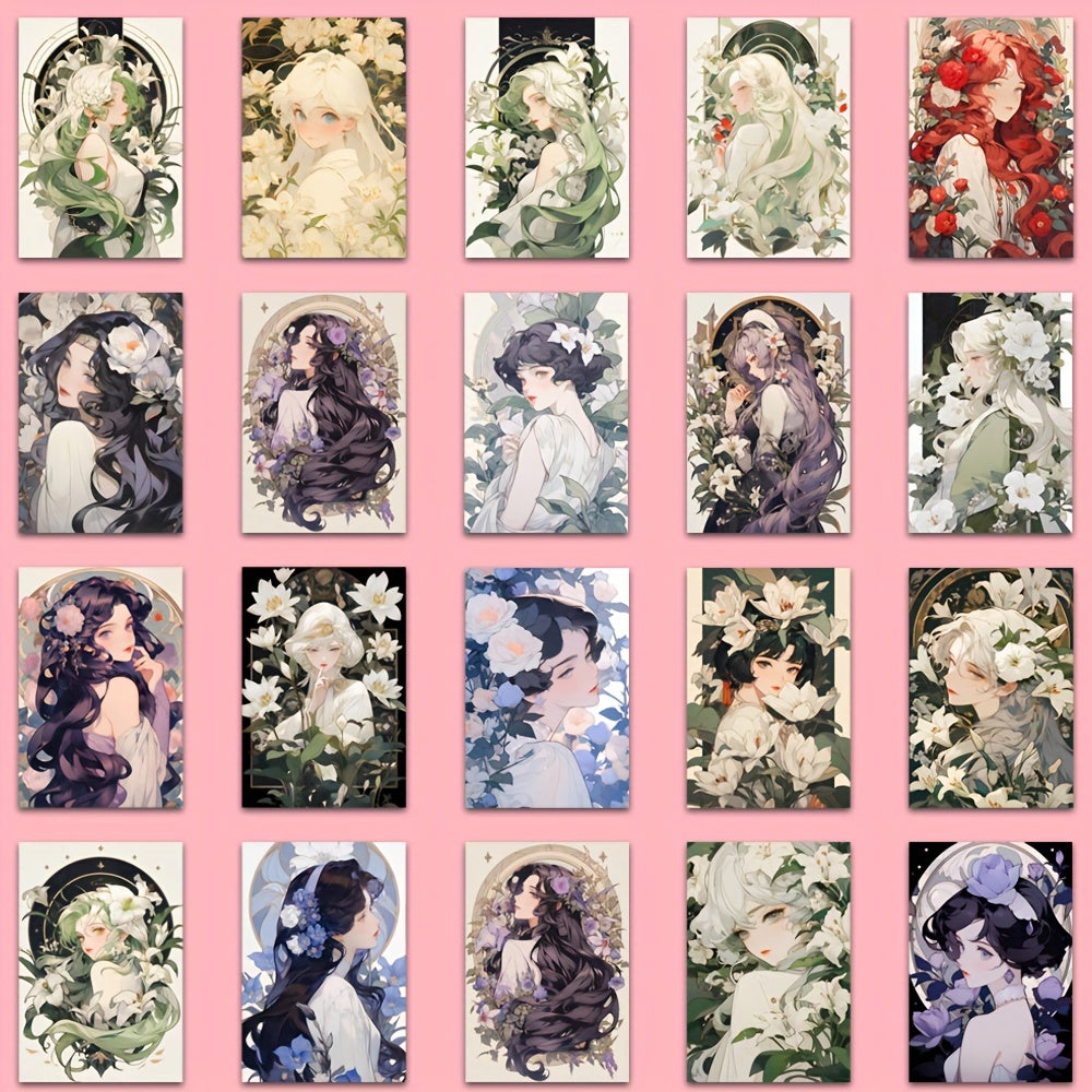 54pcs Anime Girls Waterproof Stickers Pack for Laptop Phone Luggage Notebook Bik