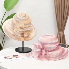 Breathable Gradient Organza Flower Bucket Hat
